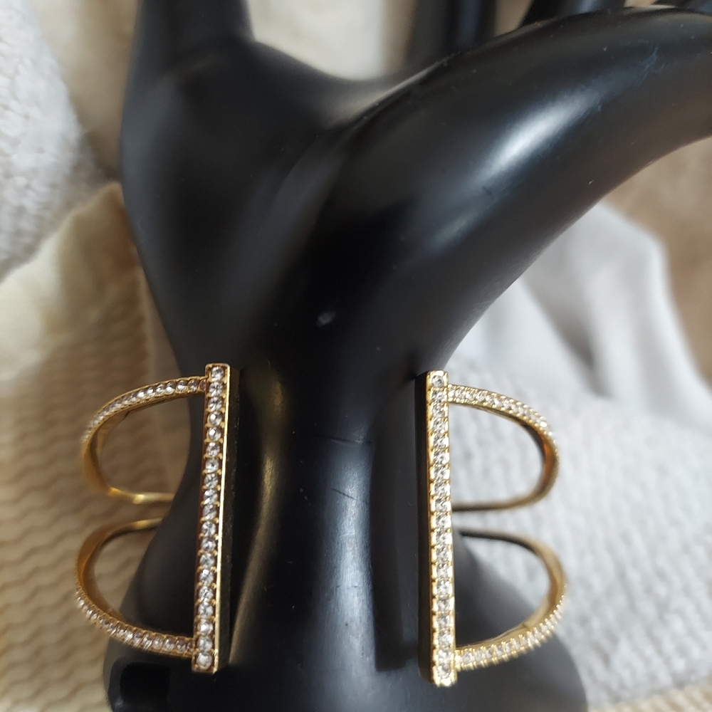 Nadri Silver Diamanté CZ Pavé Hinged Cuff Bracelet